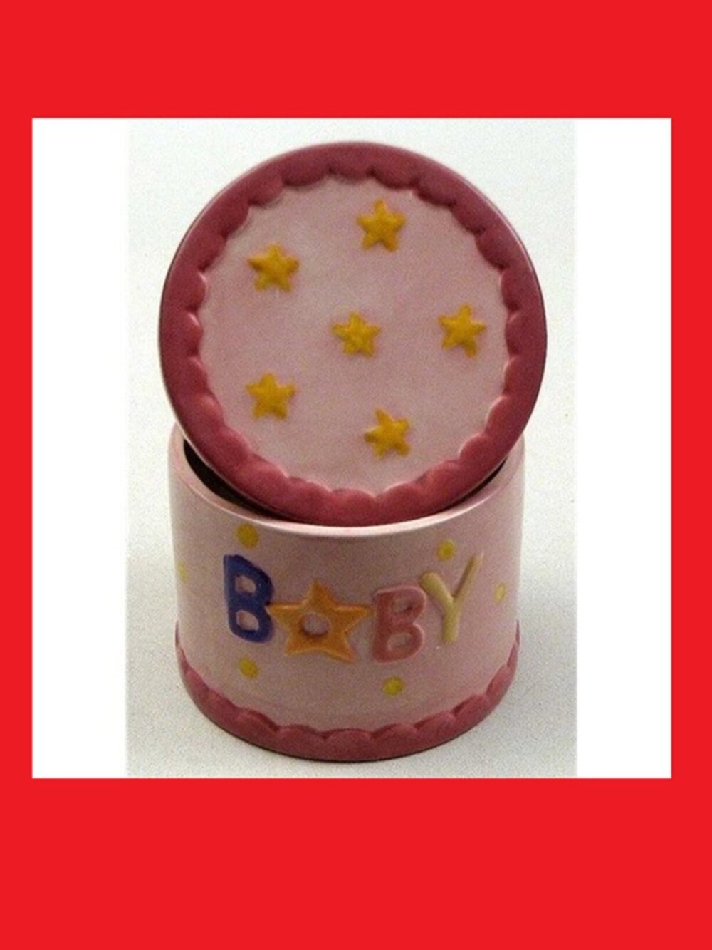 Ceramic Baby Trinket Box 4" tall by 3 1/2" wide 30247